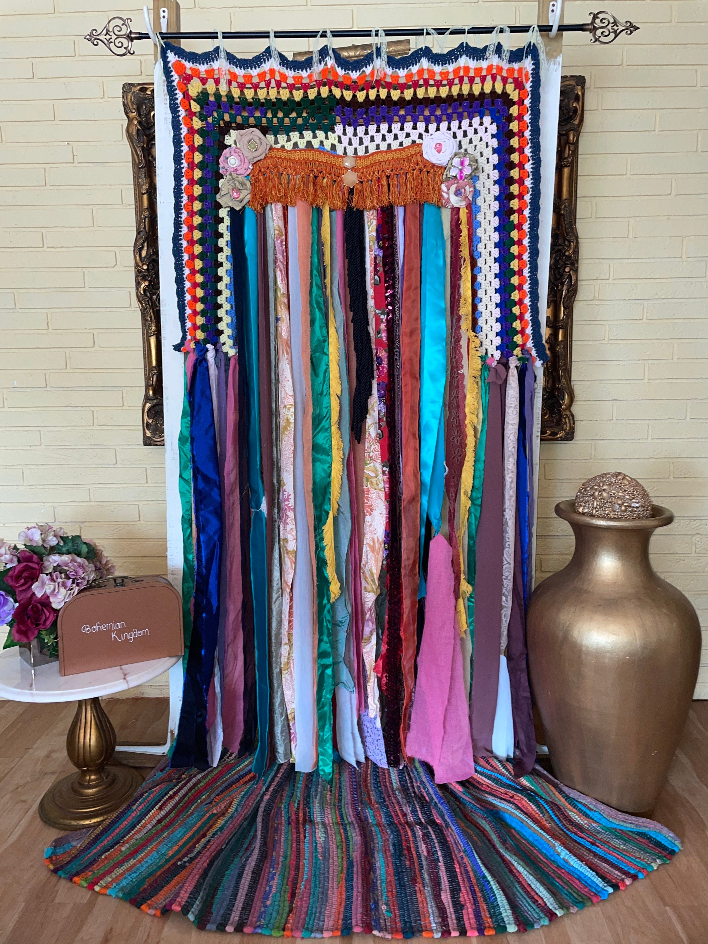 Handmade Gypsy Bohemian Rag Curtain Window Multicolor Curtain Etsy