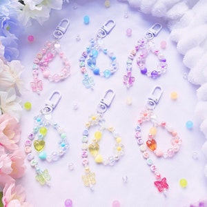 colorful custom phone beaded charm / cute custom beaded phone keychain / cute beaded phone strap / beaded name keychain / pastel keychain