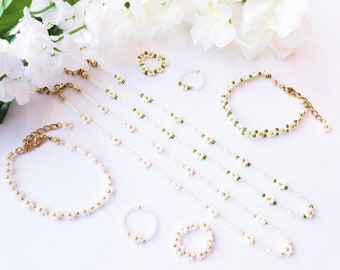 daisy bloem choker / kralen bloem ketting / bloem kraal sieraden / daisy kralen bloem ketting / bloem kraal armband / bloem kraal ring