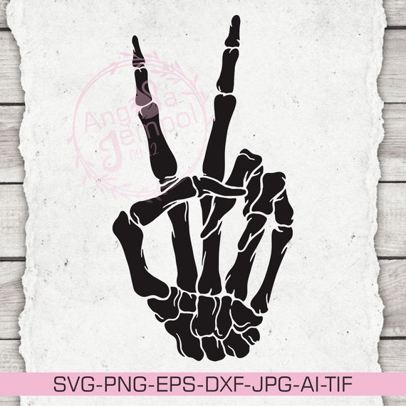 Skeleton Peace Hand Svg Sign Skeleton Hand Svg Bones of Human | Etsy