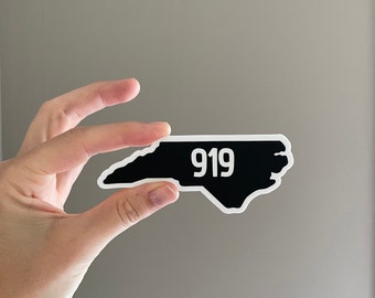 919 North Carolina Sticker, Vinyl Sticker, Hydroflask Sticker, Laptop Decal, Die Cut, Minimalist