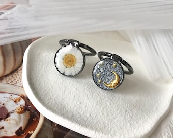 Pressed Real Daisy & Starry Sky Resin Phone Grip Holder Phone Stand iPhone Holder