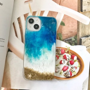 Coque iPhone style océan, fait main plage iPhone 16 15 14 Plus 13 Pro Max iPhone 12 Mini iPhone XR iPhone 7 8 Plus iPhone XS Max