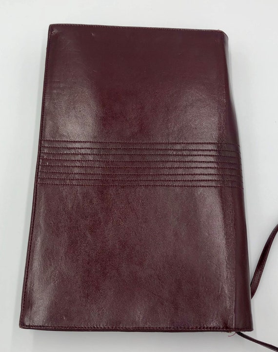Vintage Maroon Leather Envelope Clutch, Circa 197… - image 10