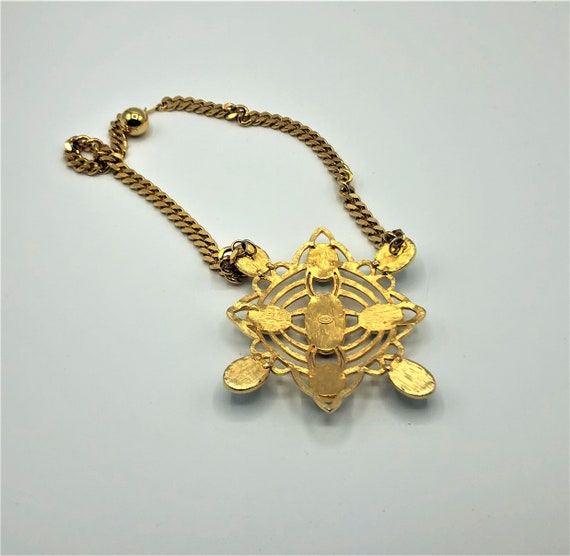Statement Necklace, Massive Pendant Gold Necklace… - image 6