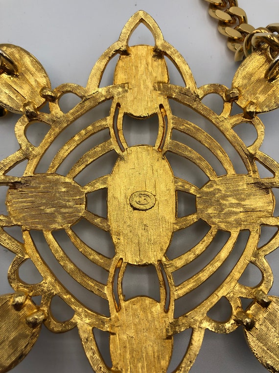 Statement Necklace, Massive Pendant Gold Necklace… - image 7