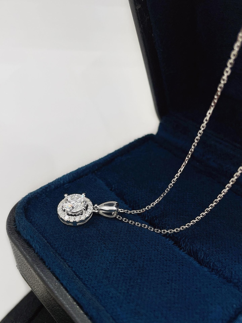 Lab Diamond Pendant, 18K Solid Gold 1ct Round Lab Grown Diamond ...