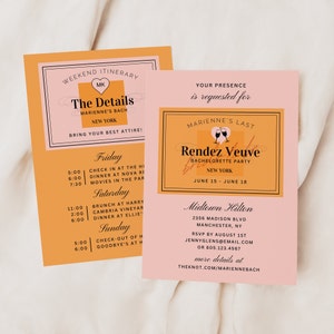 Last Rendez Veuve Bachelorette Party, Weekend, Instant Download, Canva Template