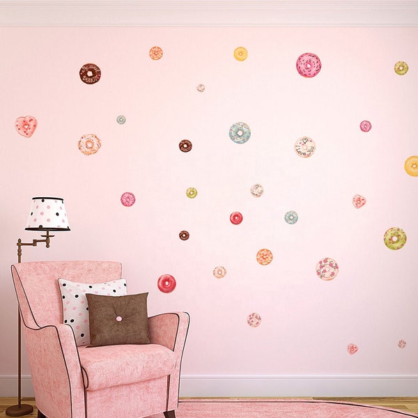 Donuts Wall Decals - Colorful| Removable, High Quality, Nursery Decal | Cute, Modern, Lively Vibe  | Wall Stickers