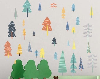 Forest Wall Decal - Pines | Removable, High Quality, Nursery Decal | Simple, Modern, Neutral Tone Decal | Wall Stickers