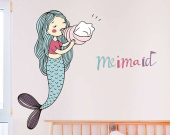 Mermaid/ Me-imaid Wall Decal | Removable, High Quality, Nursery Decal | Kawaii, Creative, Fun Wall Stickers