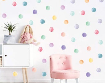Watercolor Dots Wall Decals -Colorful | Removable, High Quality, Nursery Decal | Simple, Modern, Light Colors | Wall Stickers