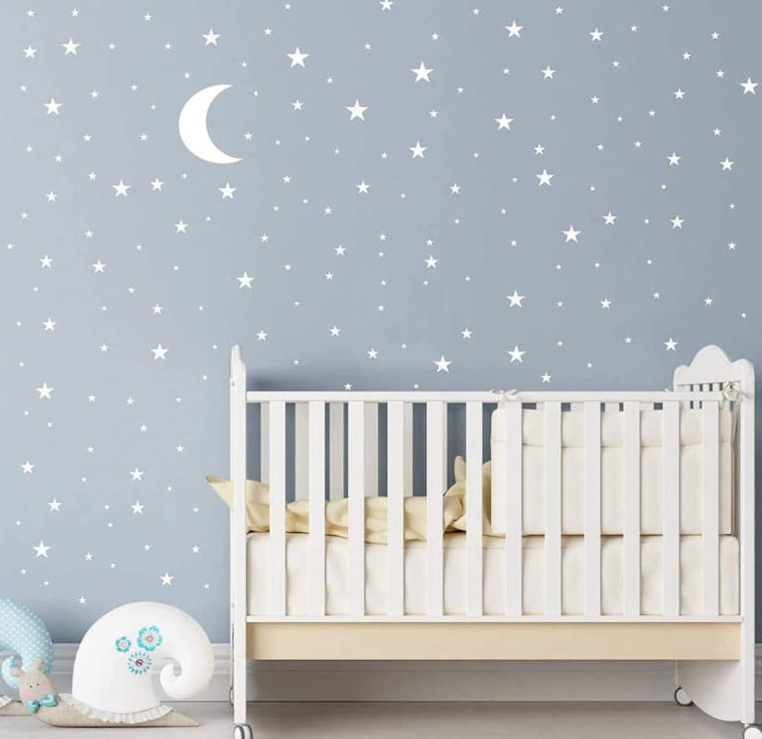 White Stars and Moon Wall Decals | Removable, High Quality, Nursery ...