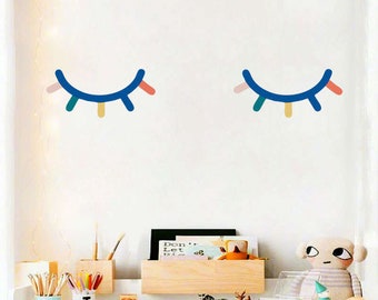 Cute Sleeping Eyes Wall Decal | Removable, High Quality, Nursery Decal | Simple, Modern, Minimalistic | Wall Stickers