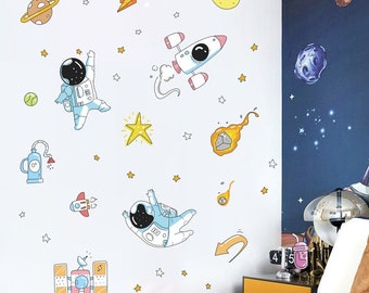 Astronaut Wall Decal | Removable, High Quality, Nursery Decal | Fun, Modern, Colorful | Wall Stickers