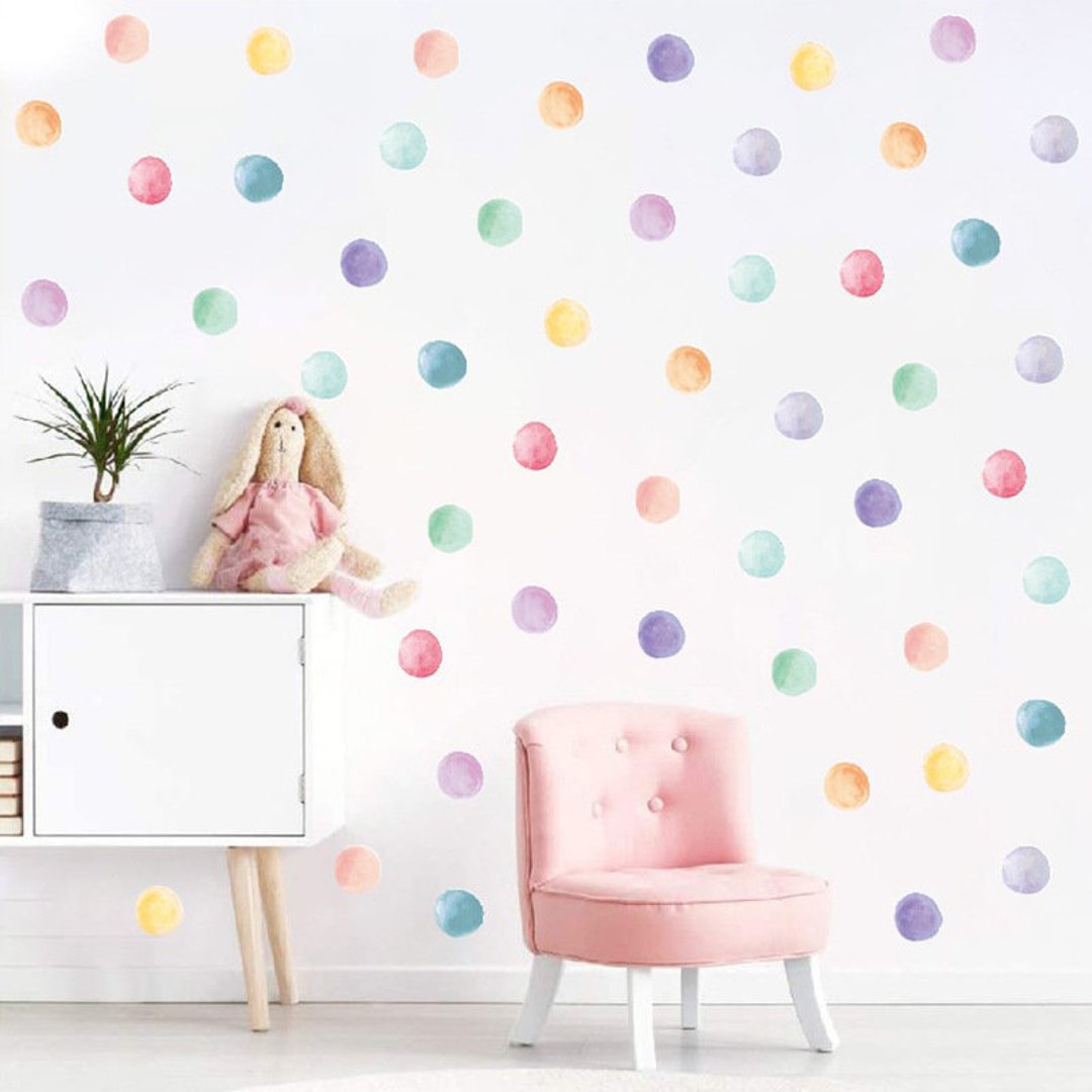 Watercolor Dots Wall Decals colorful Removable, High Quality, Nursery