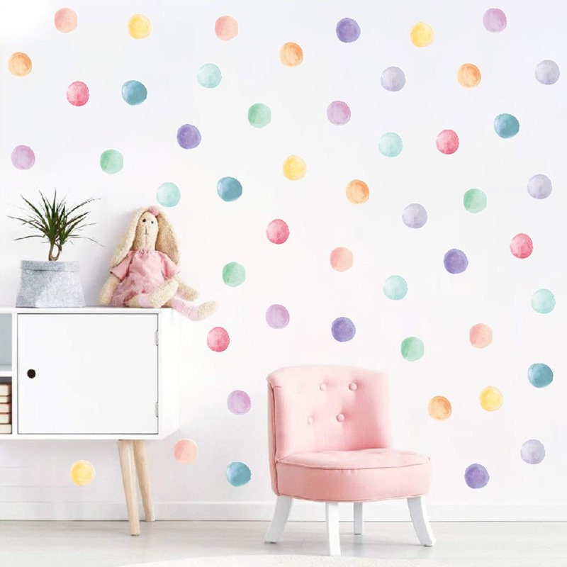 Watercolor Dots Wall Decals colorful Removable High Etsy