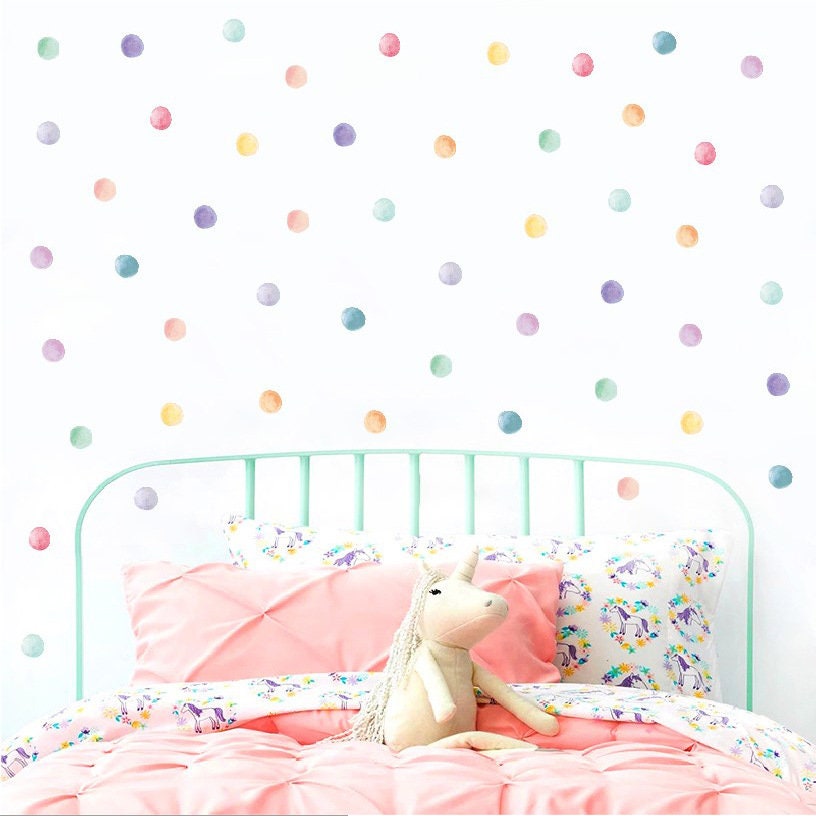 Watercolor Dots Wall Decals colorful Removable High Etsy