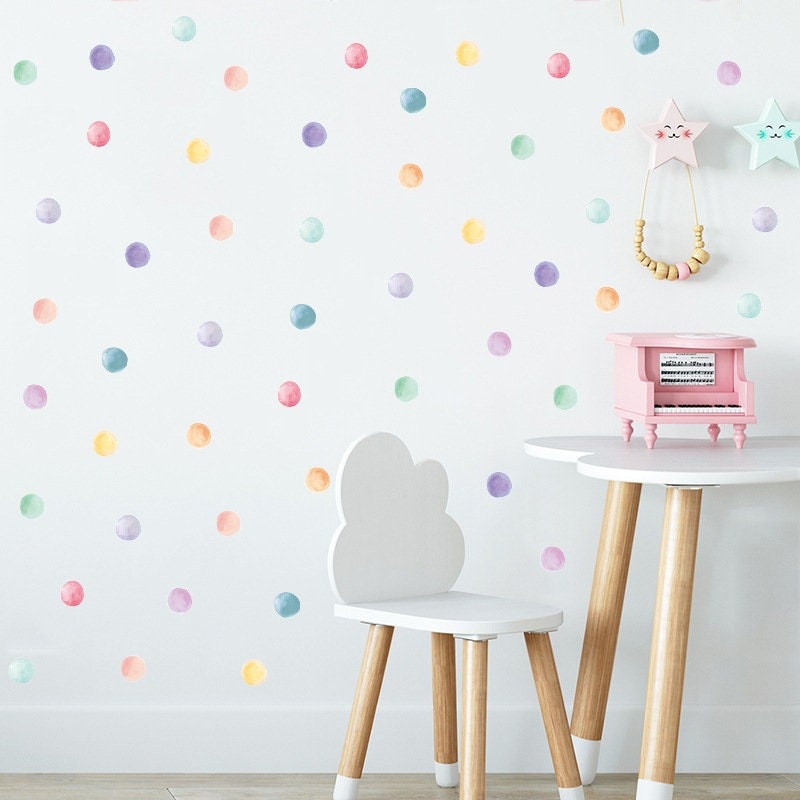 Watercolor Dots Wall Decals colorful Removable High Etsy