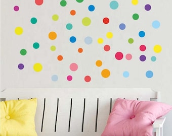 Colorful Dots Wall Decals - Vibrant | Removable, High Quality, Nursery Decal | Simple, Vivid, Bright Colors | Wall Stickers