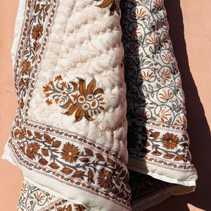Soft Cotton Baby Quilt Handmade Baby Blanket Hand Block Print Quilt 44&quot;x 56&quot; Size Jaipuri Quilt kantha Quilt Cotton Kantha Throw, Baby Quilt