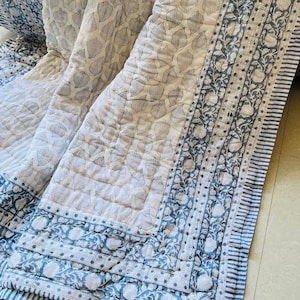 Indian Reversible Quilts, Jaipuri Razai, Soft Quilt, Hand Block Print Quilt, Jaipuri Famous Quilt, Queen Quilt, Floral Quilt, Indian Quilts