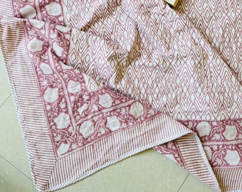 Cotton Dohar Blanket Reversible All Sizes, Handmade Queen Throw, Handmade Jaipuri Cotton Reversible Dohar, Block Printed Cotton Queen Throw
