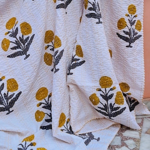 Indian Kantha Quilt Hand Block Print Kantha Throw Indian Blanket Queen Bedspread Kantha Bed Cover Bohemian Quilt Queen Size Quilt