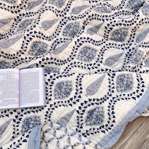 Hand Block Print Handmade Queen Floral Christmas Cotton Quilt Cotton Blanket Handmade Bedspread Hand Block Print, 100% Cotton Blanket Throw