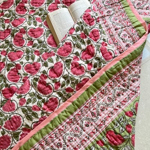 Indian Handcrafted Jaipuri Hand Block Printed Reversible Quilt Cotton Voile Handmade Dohar,Jaipuri Razai,Handmade Soft Quilt