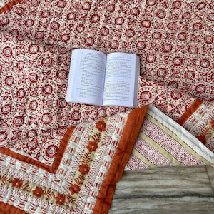 Indian Reversible Quilts/Jaipuri Razai/Soft Quilt/Hand Block Print Quilt /Jaipuri Famous Quilt/Queen Quilt/Cotton Quilts/Handmade Soft Quilt