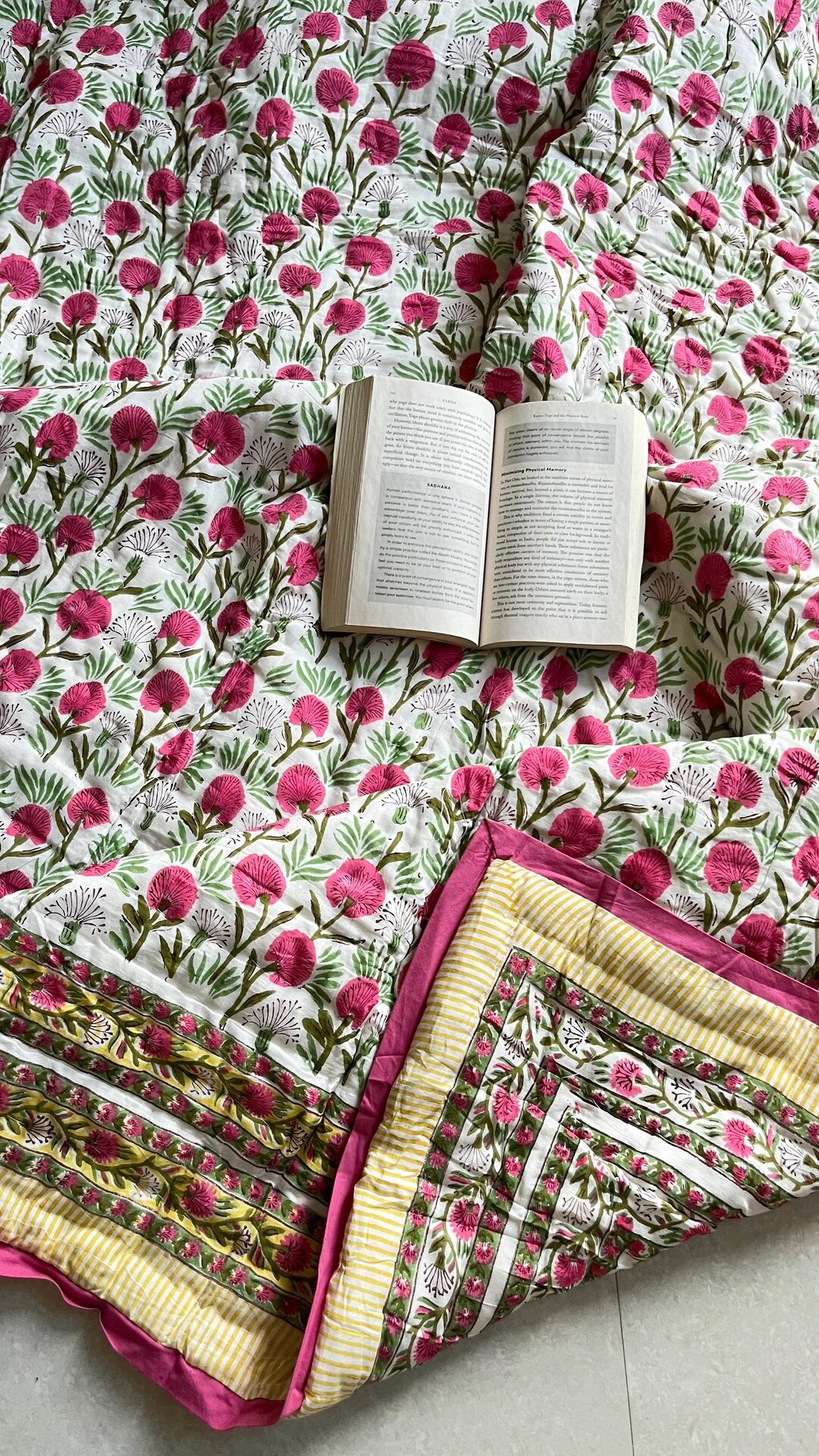 handcrafted reversible mashroo double quilt with filler - Gilded Rose & Gold main image 1