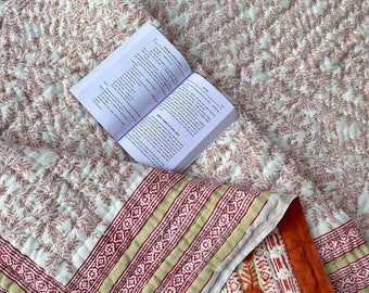 Wendedecke mit Handblockdruck: Jaipuri Maze, Queen-Size