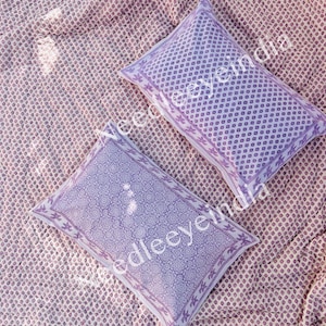 Housse de coussin bohème en coton indien, taie d&#39;oreiller à carreaux, oreiller de ferme décoratif violet, taie d&#39;oreiller literie bohème, oreiller d&#39;extérieur