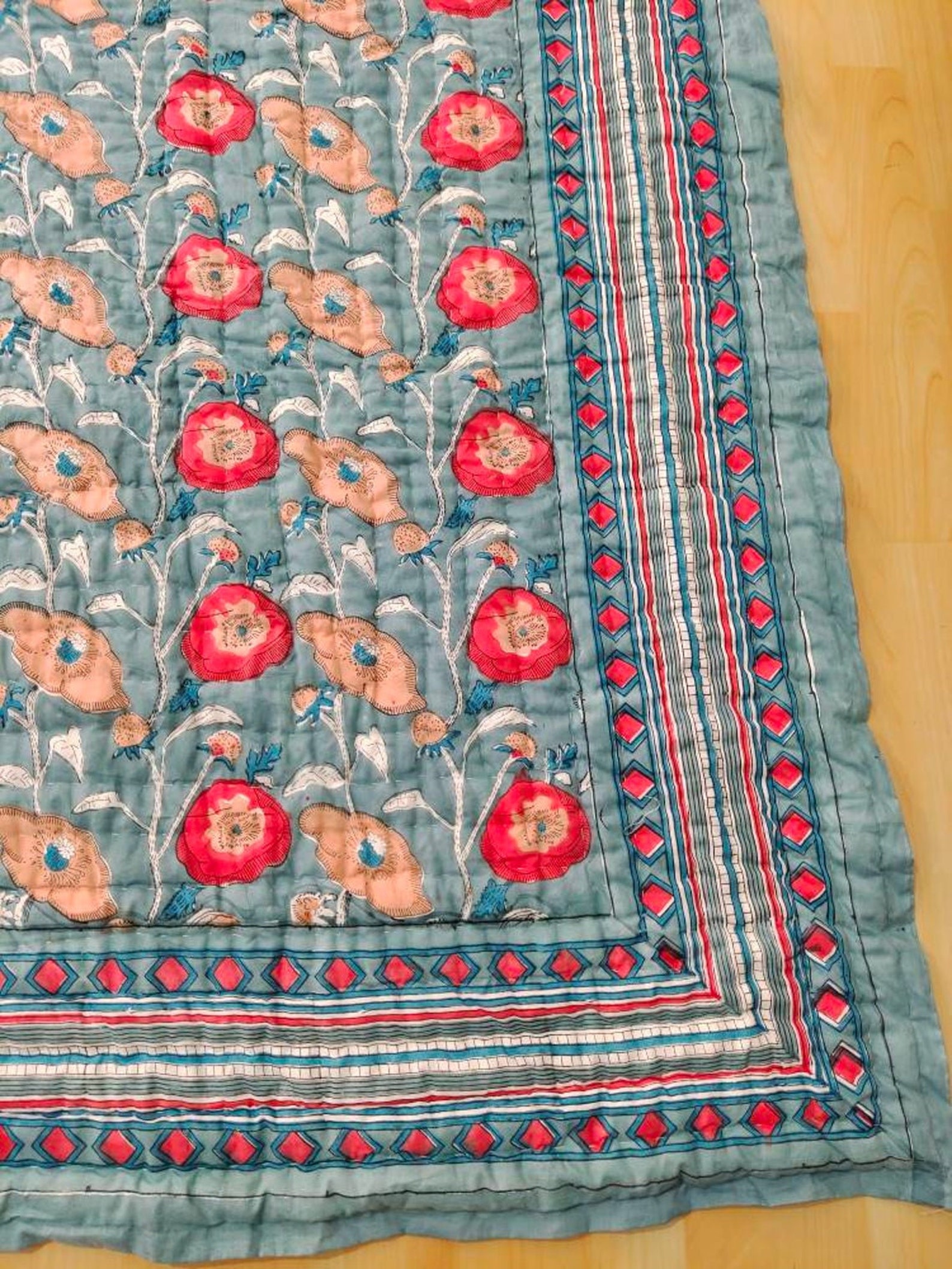 Indian Reversible Quilts/jaipuri Razai/soft Quilt/hand Block Etsy