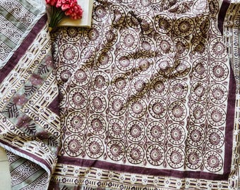 Block Printed Cotton Dohar: Reversible Boho Quilt
