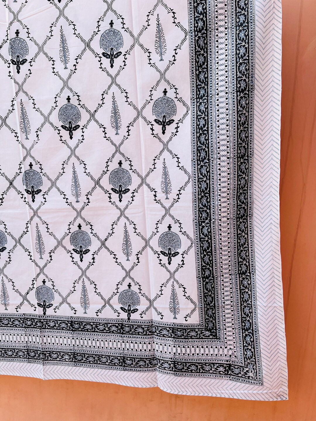 Indian Block Printed Tablecloth, Rectangular Cotton Table Linen