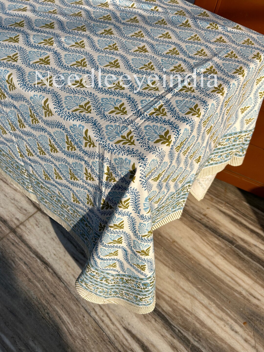 100% Cotton Table Cloth, Block Printed Rectangle Tablecloth, Indian ...