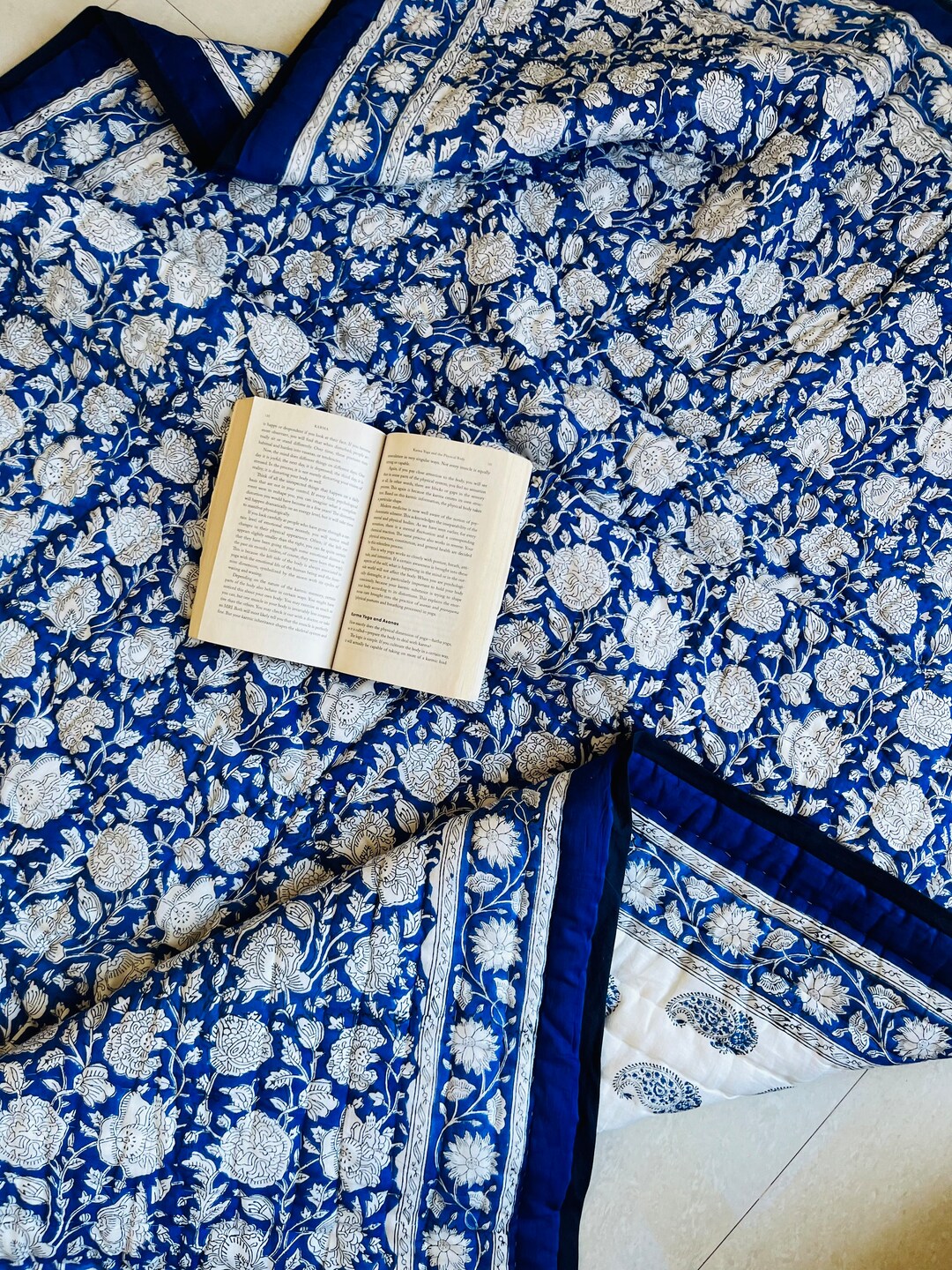 Indian Reversible Quilts/jaipuri Razai/soft Quilt/hand Block Print