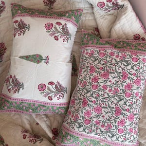 Copricuscino indiano, cuscini con stampa a blocchi, cuscini indiani, copricuscini indiani, copricuscino rosa, federe artigianali, arredamento per la casa