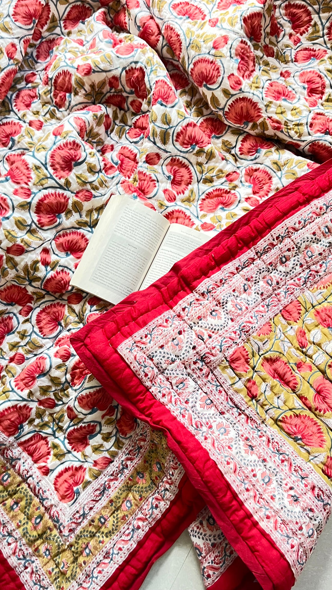 Indian Reversible Quilt Soft Cotton Quilt Hand Block Print Etsy