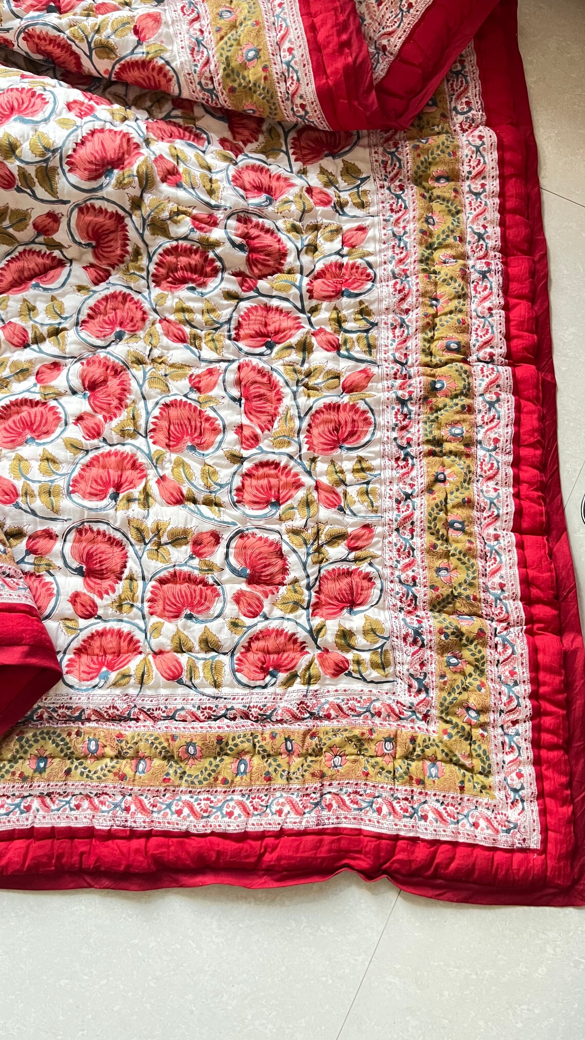 Indian Reversible Quilt Soft Cotton Quilt Hand Block Print Etsy