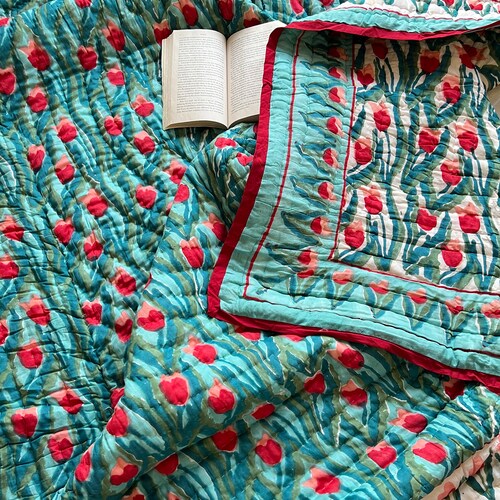 New Hand Block Print Cotton Quilt Reversible Indian Quilt New Etsy