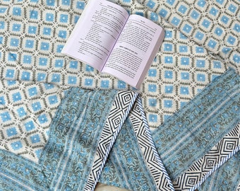 Edredón Dohar de algodón estampado a mano de gran tamaño, colcha ligera de estilo bohemio vintage, manta floral.