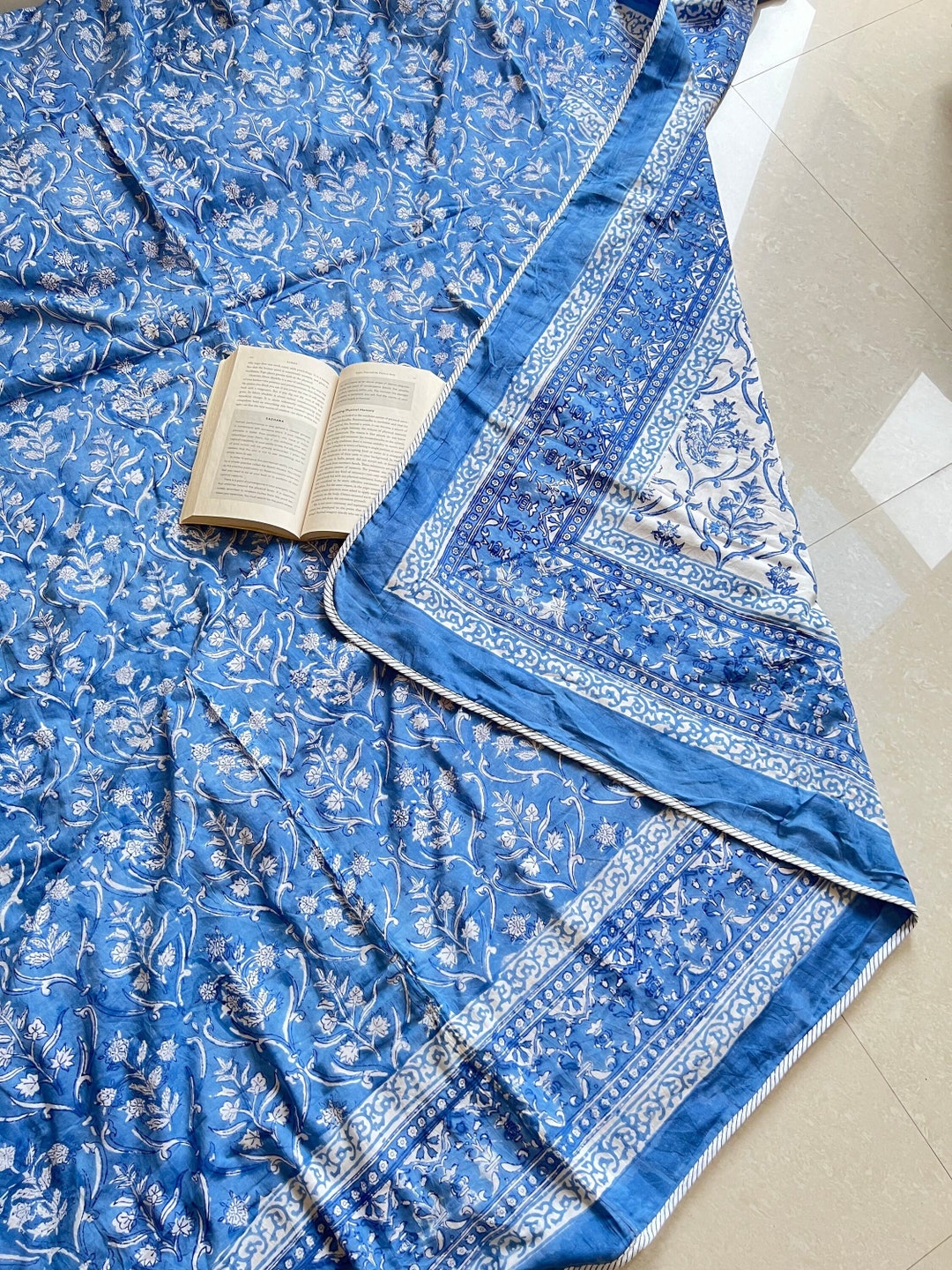 Blue Indian Handcrafted Jaipuri Hand Block Printed Reversible - Etsy