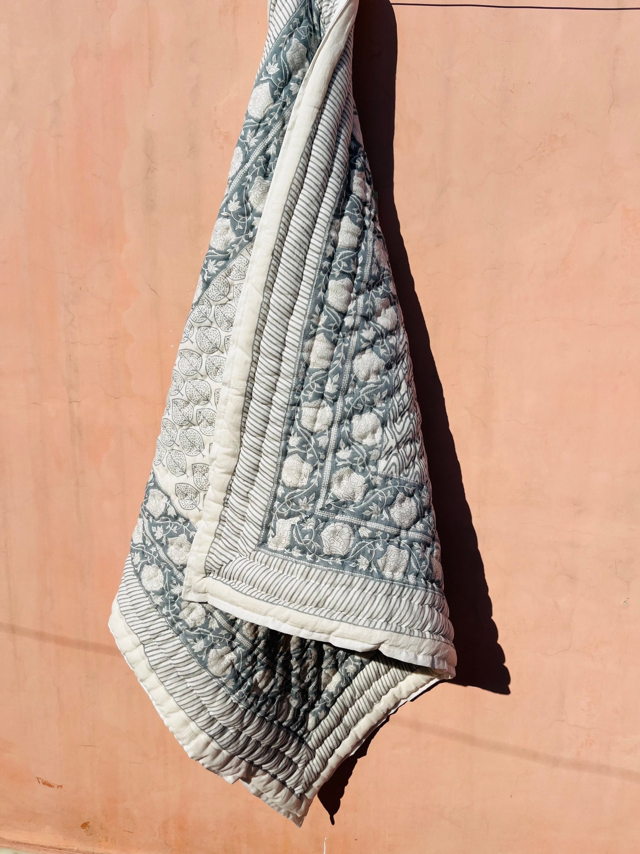 Kantha Baby Quilts Handmade, Baby Shower Quilt, Modern Baby Quilts, Handmade Quilt, Gender Neutral Baby Quilt, Powder Blue Baby Quilt Gifts