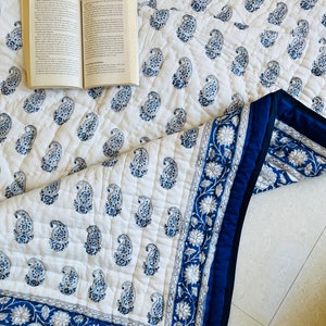 Indian Reversible Quilts, Jaipuri Razai, Soft Quilt, Hand Block Print Quilt, Jaipuri Famous Quilt, Queen Quilt, Christmas Decor Quilt, Gifts
