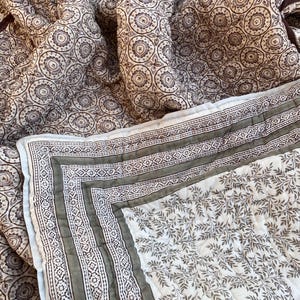 Bohemian Bedroom Reversible Blanket, Indian Block Printed Cotton Quilt, Queen Size Comforter Quilt, Lightweight Moroccan Bedspread