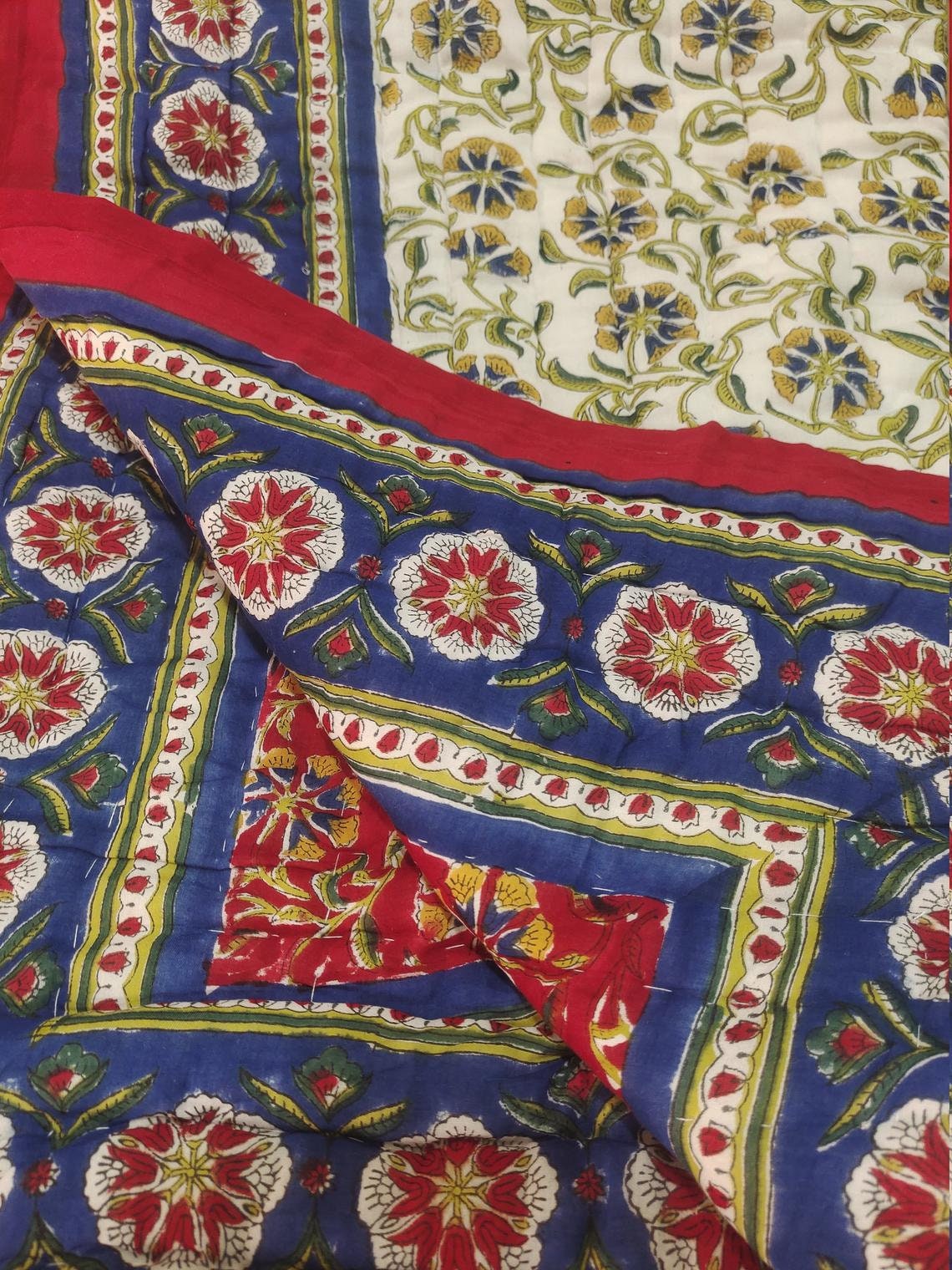 Jaipuri Cotton Quilt Handmade Cotton Block Print Quilt Etsy