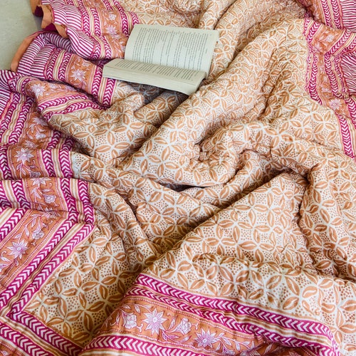 Indian Reversible Quilts/jaipuri Razai/soft Quilt/hand Block Etsy